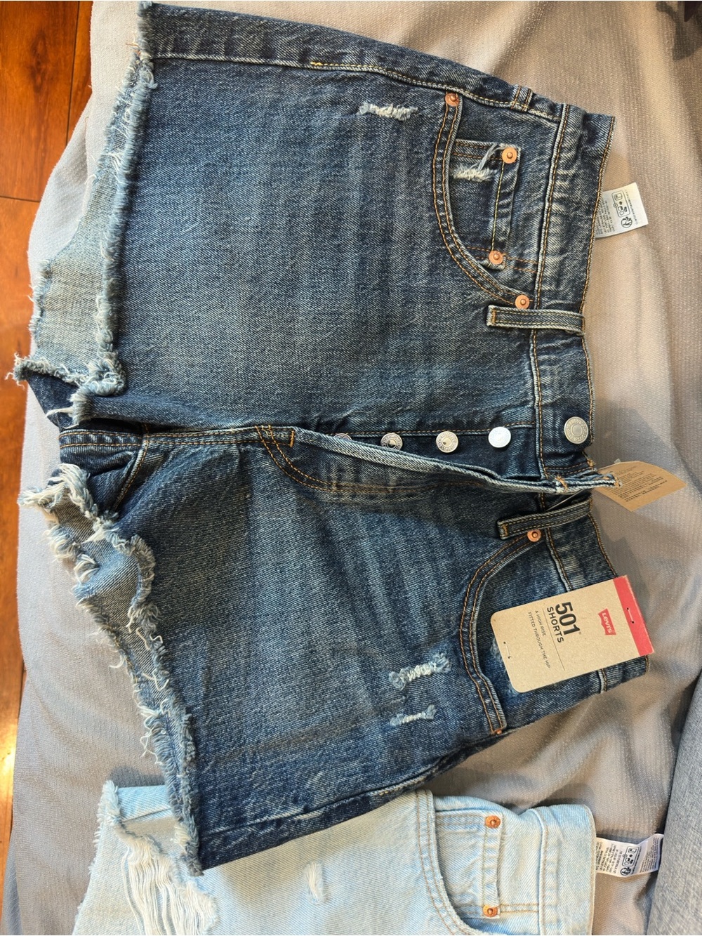 Levi's Distressed Button-Fly Denim Shorts - Blue
